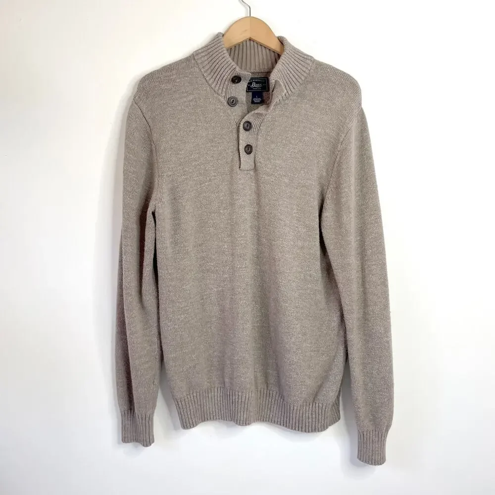 GH Bass Henley Sweater Large Quiet Luxury Old‎ Money Heritage Guernsey Fisherman